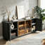 Buffet 64 pouces, armoire de rangement à rayures verticales en bois