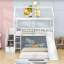 Lit superposé simple au-dessus d'un lit double en L avec glissade, escalier de rangement et échelle-1290793896