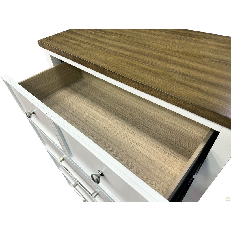 Table de chevet moderne de style campagnard 1pc, Brun foncé / blanc
