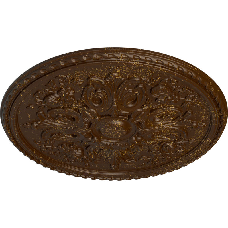 Endurathane Bradford Ceiling Medallion, 32 5/8"OD x 2"P (Fits Canopies up to 6 5/8"), Hand-Painted Root Beer Crackle Finish