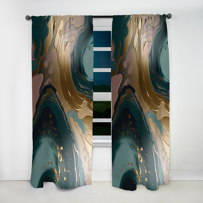 Barrasso - Rideau obscurcissant en marbre abstrait 1 panneaux, L 52 po x L 84 po