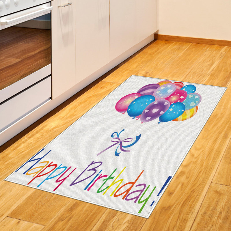 Birthday High Density Long Fiber Poly Threads Decorative Area Rug Carpet, Rectangle 2'7" x 5'