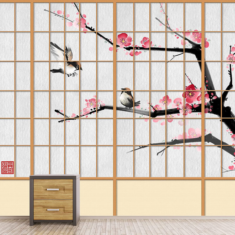 Japanese Scenery Peel & Stick Floral Border, 66" L x 96" W