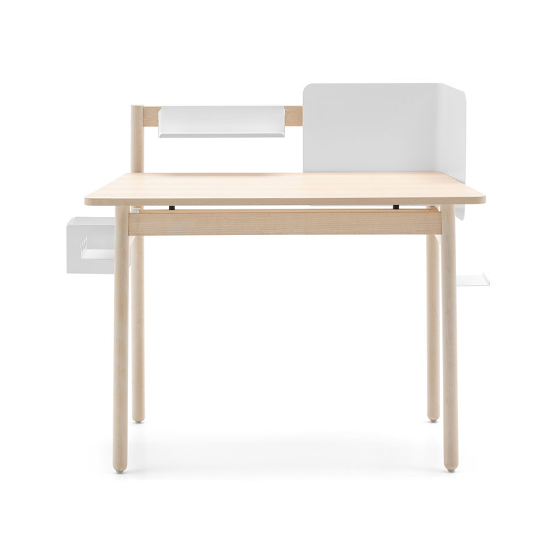 Ens Desk with Wooden Top, Bleached Beech, Bleached Beech