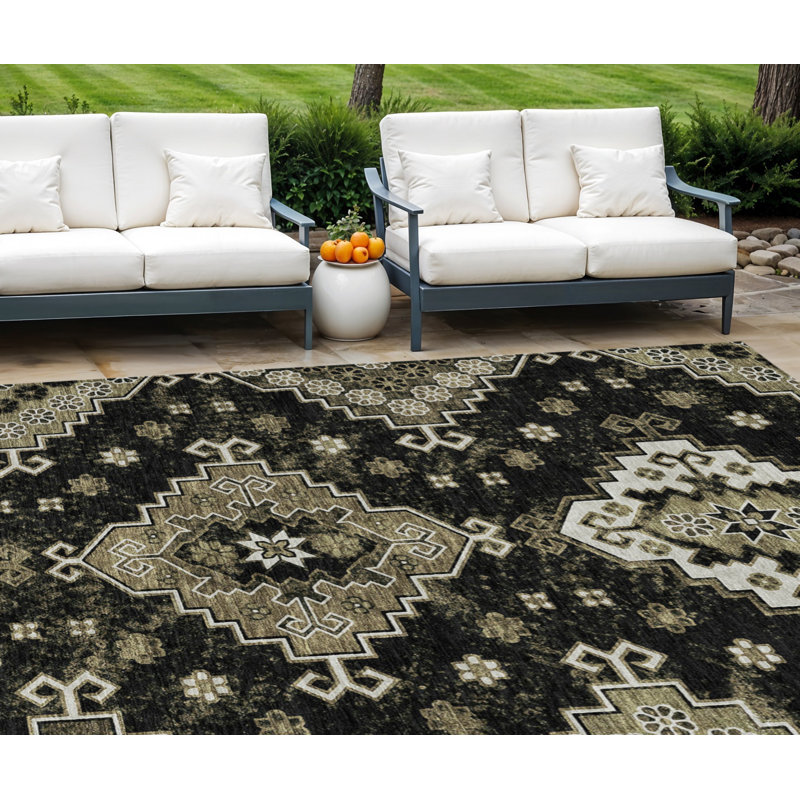 Tapis intérieur lavable 8 pi x 10 pi ivoire Medallion