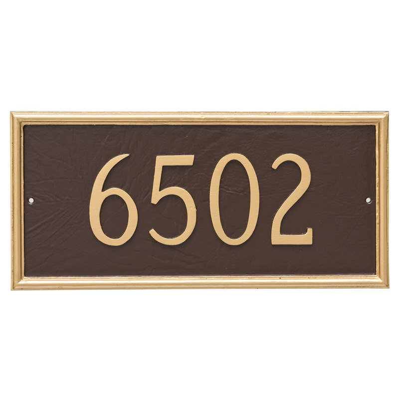 Plaque d’adresse murale sur 1 ligne melilla, Chocolat / Or