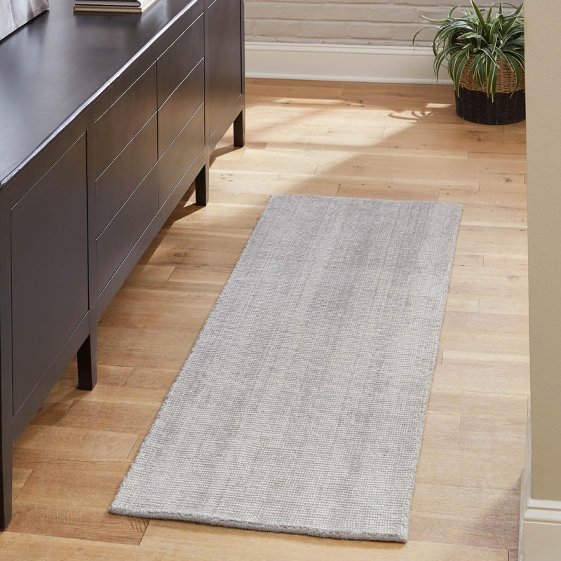 Tapis uni / rayé couleur gris-ivoire Manoir Liabah, Tapis de couloir 2 pi x 8 pi