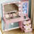 Fluted Vanity Desk With LED Mirror, 5 Drawers & RGB Glass Cabinet & Charging-699987365