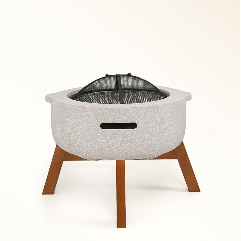 Table de foyer d'extérieur au feu de bois en oxyde de magnésium 25,59 po avec couvercle