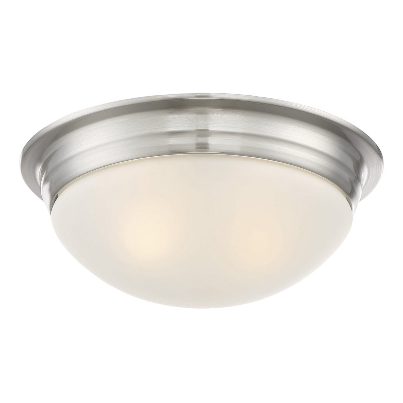 Plafonnier encastré bol simple à 2 lumières en nickel satiné, H 4,5 po x l 11 po, Nickel satiné