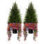  Artificial Cedar Tree with Flowers for Indoor Outdoor Home Decor, 90cm-90775042