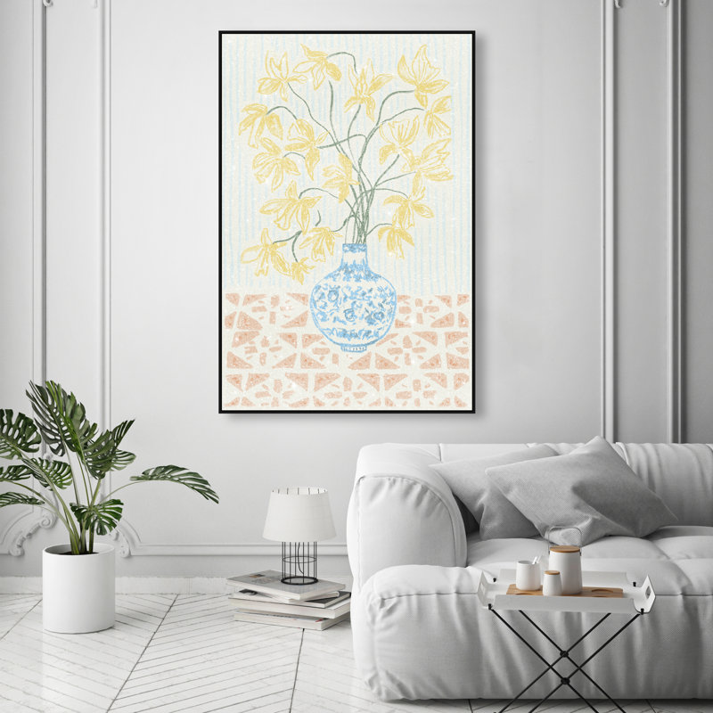 Yellow Iris Summer Print by Oliver Gal, 16"H x 11"W, Black Floater Frame