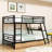 Full Over Full Metal Bunk Bed With Built-In Desk, Storage Drawers, And LED Rail Light