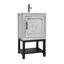 Petit meuble-lavabo de 20 po avec lavabo et robinet d'eau chaude et froide, armoire de salle de bain autoportante avec lavabo en céramique blanche, rangement pour salle de bain avec 1 porte et tablette ouverte en fer-352484243