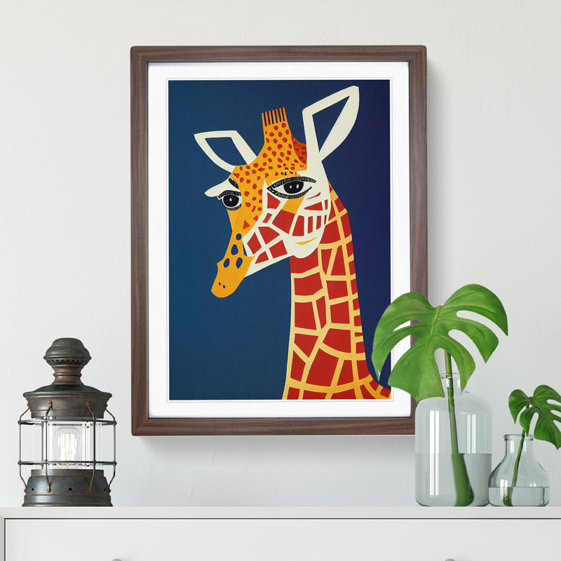 Giraffe Art No.4 - Wrapped Canvas Print, 34cm H x 25cm W x 2cm D, Walnut