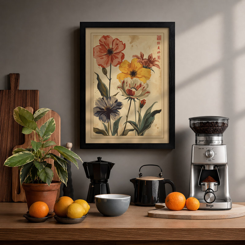Four Studies Botanical - Framed Print, A1 - 84.1 x 59.4 cm, Black