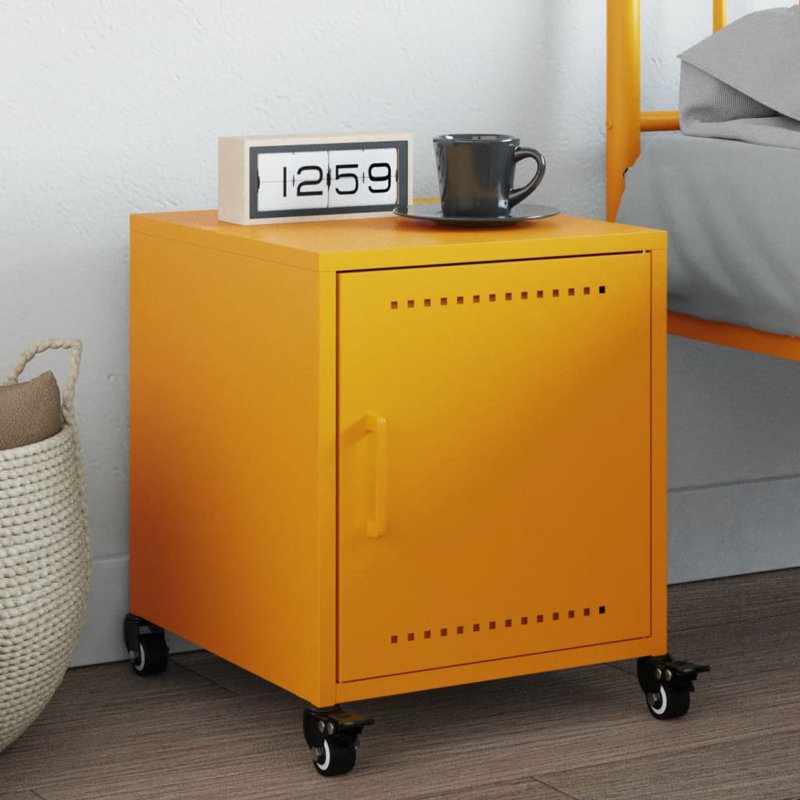 Preslei 36cm W Steel Bedside Table, Mustard Yellow, Individual