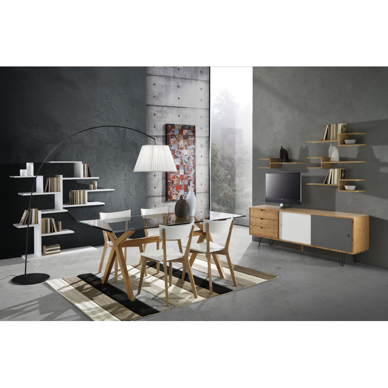Demetra Glass Solid Wood Writing Desk