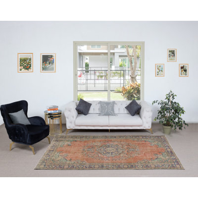 Tapis oriental rétro style turc, tapis en laine de style tribal noué à la main