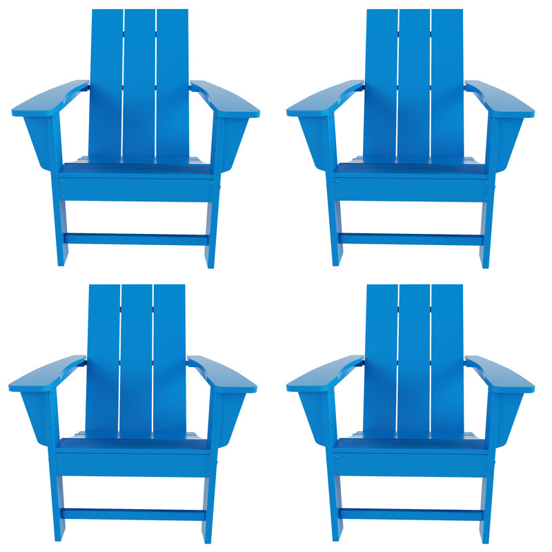 Joubert Foldable Outdoor Adirondack Set, Pacific Blue