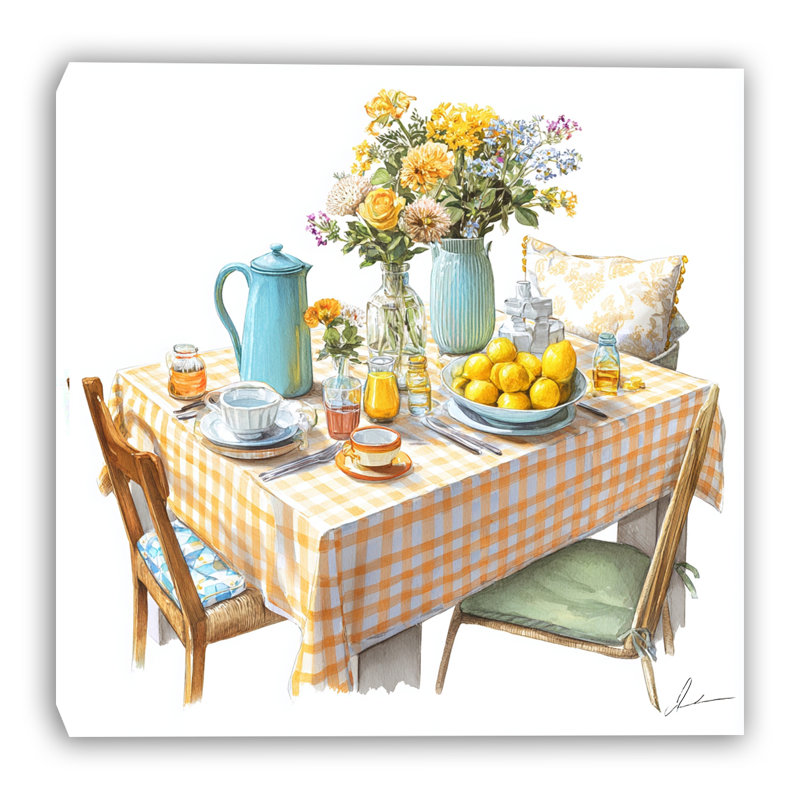 Ensoleillé, petit déjeuner, art mural sur toile, l 40 po x H 40 po x P 1,5 po