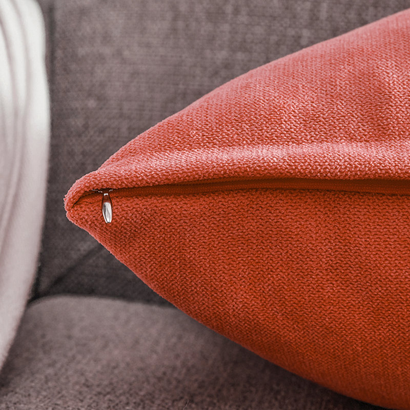 Chenille Pillow Cover, Orange, 16" x 16"
