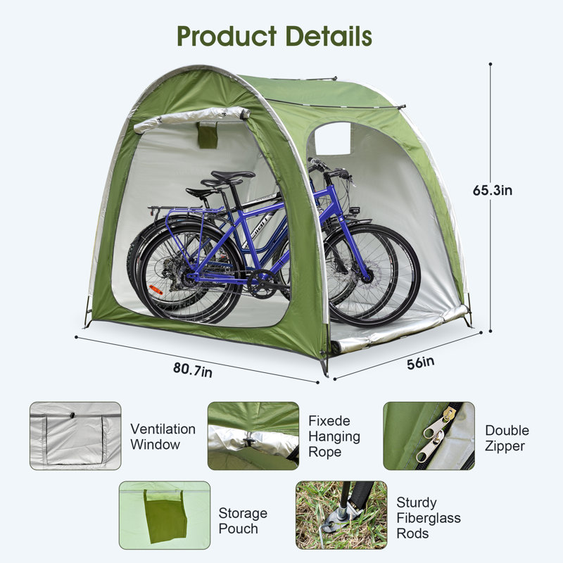 Nylon Portable Bike Shed, Green