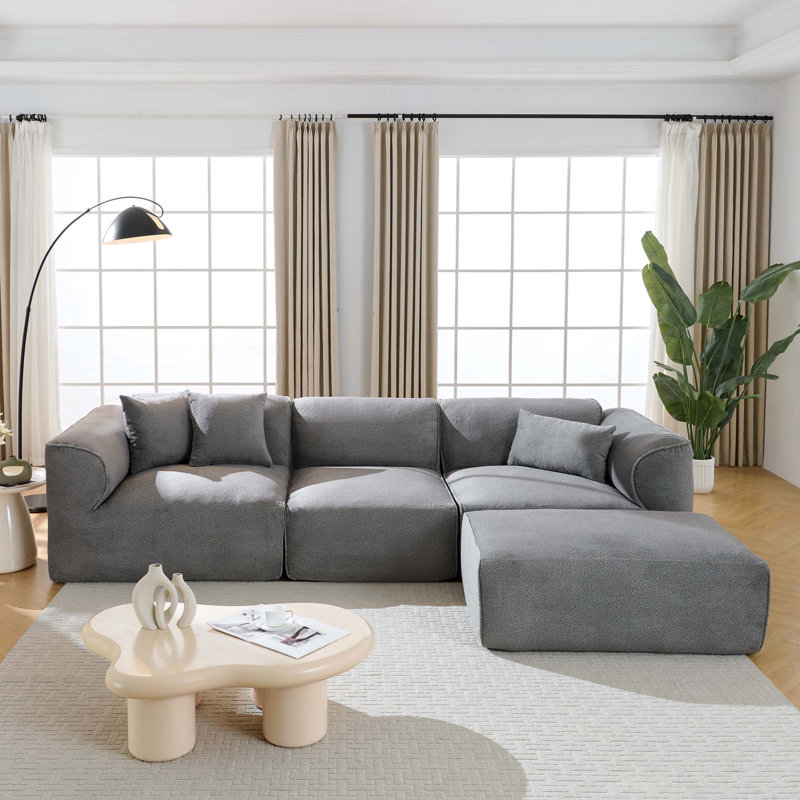 Canapé modulaire rembourré 4 pièces 4 pièces, Polyester gris