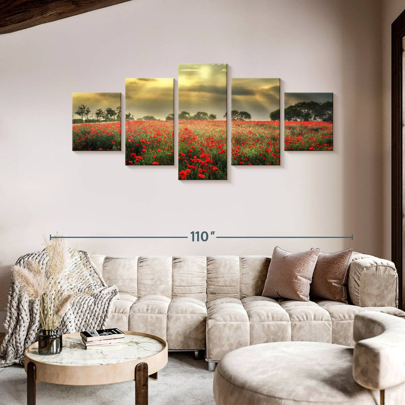 Champ de coquelicots scandinave, H 42 po x l 92 po