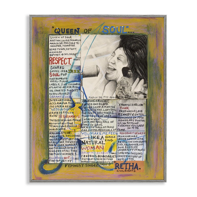 Aretha Franklin, collage, estampe numérique par Sabin, Estampe numérique Farmhouse, H 14 po x l 11 po