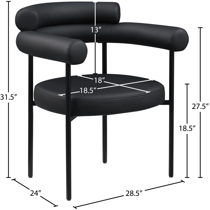 Blake Vedehi Vegan Leather Dining Chair, Black Vegan Leather
