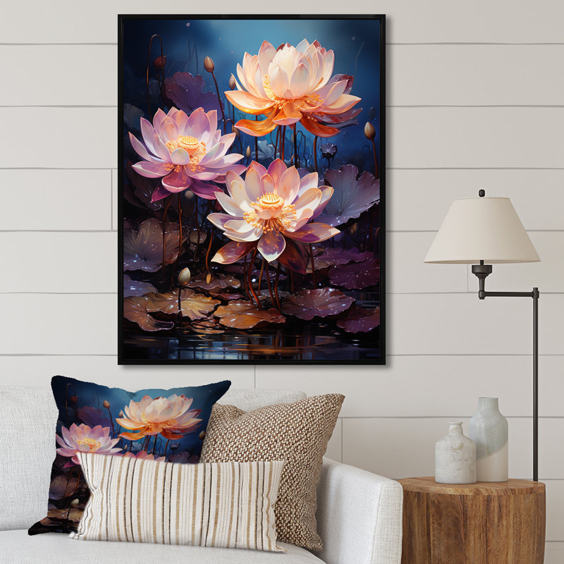 Sacred Lotus Dreams III sur impression sur toile, Cadre flottant noir, H 40 po x l 30 po x P 1,5 po