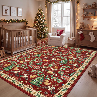 Floral and Animal Print Indoor Rug