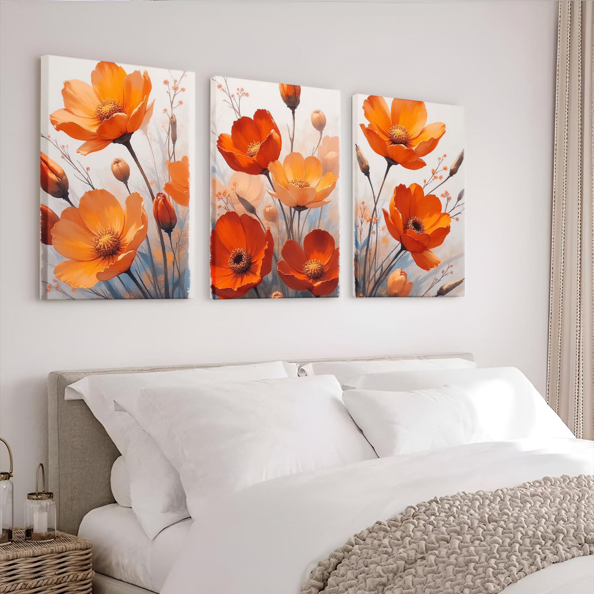 Ophelia & Co. Orange Poppy Floral Canvas Wrapped Wall Art, Oil Painting ...