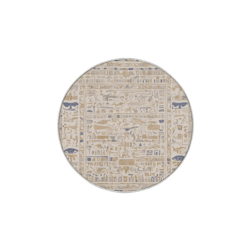 Tapis beige soyeux et moelleux, Rond 3 pi