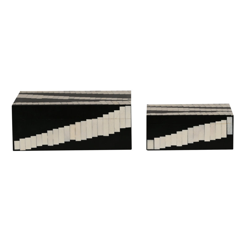 Kamari 2 Piece Geometric Inlay Decorative Nesting Boxes