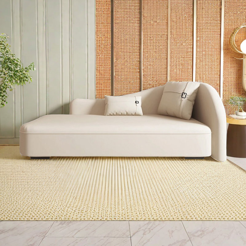 Sterline Faux Leather Chaise Lounge, Beige, Right Hand Facing