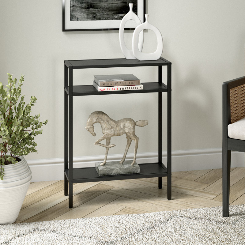Console Ricardo de 22 po de large avec tablettes en métal et bronze noirci, Bronze noirci, H 29,5 po x l 22 po x P 8 po