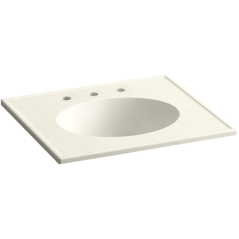Devonshire Impressions Ceramic Rectangular Dual Mount Bathroom Sink with Overflow, Biscuit Impressions