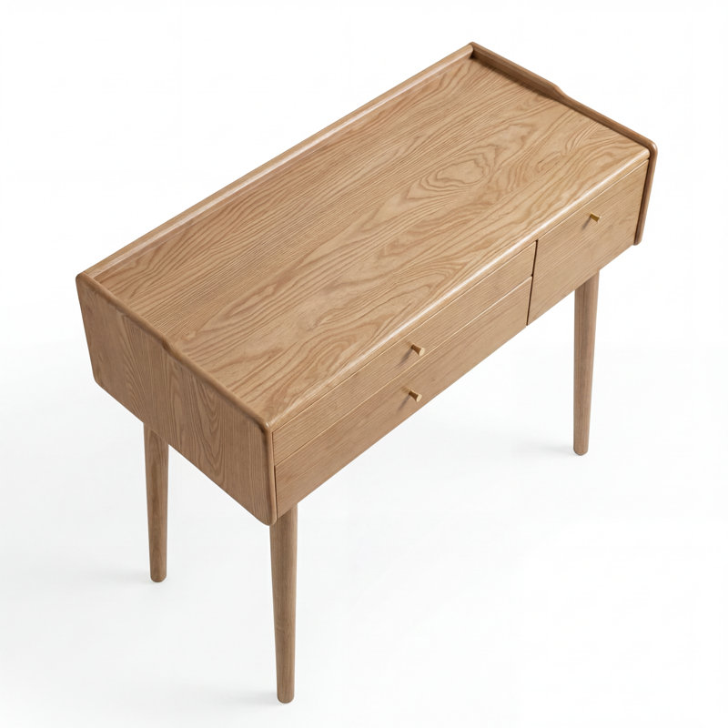 31.5"W Solid Ash Makeup Vanity with Drawers, No, 31.5"W, Natural Ash