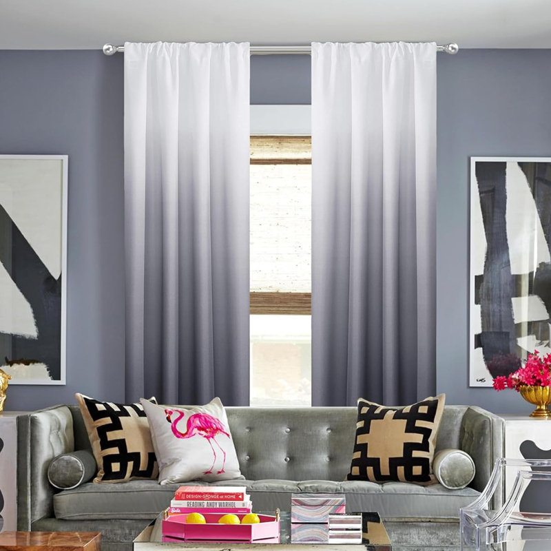 Ombre Room Darkening Curtains for Living Room 40"W x 84"L Machine Washable Panel Pair