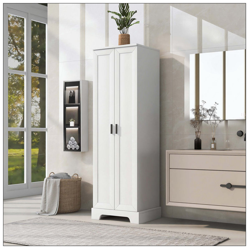 Armoire de rangement à deux portes, H 70 po x l 16,9 po x P 22,1 po, Blanc