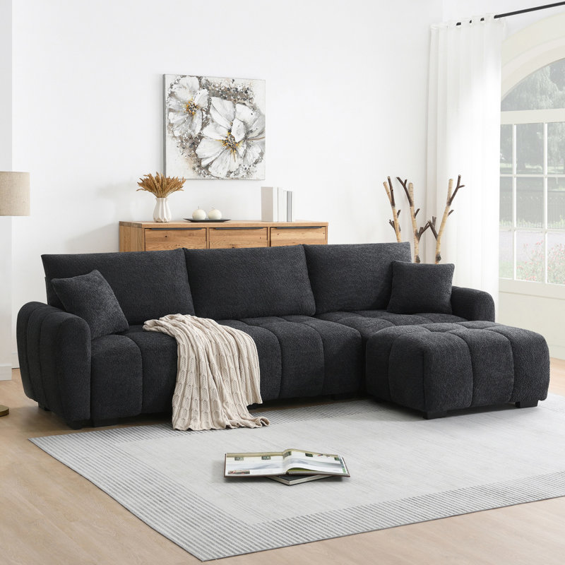 Canapé modulaire en tissu Boucle, Noir