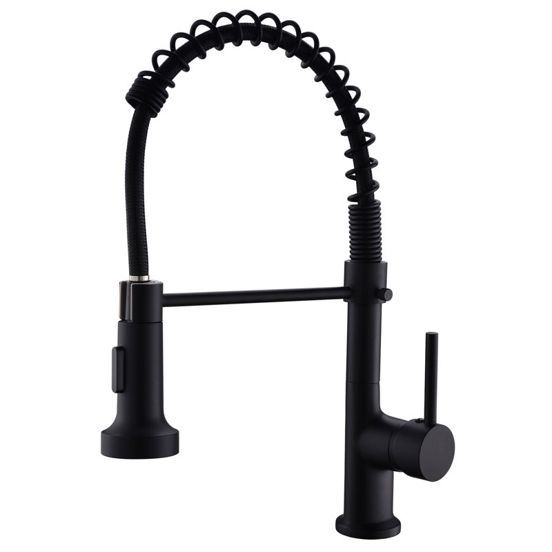 Black Kitchen Faucet With Pull Down Spray, Brass, Efficient Water Usage And Control Commercial Down, To Scratches, Stable