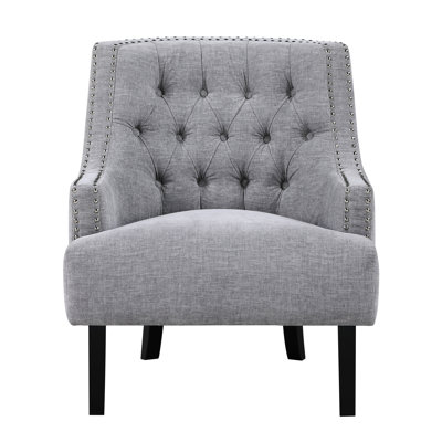 Modern Traditional Accent Chair, Gray Chenille Covering, 30.86 In. Width Living Room Chair In Fabric With Solid Wood Construction And