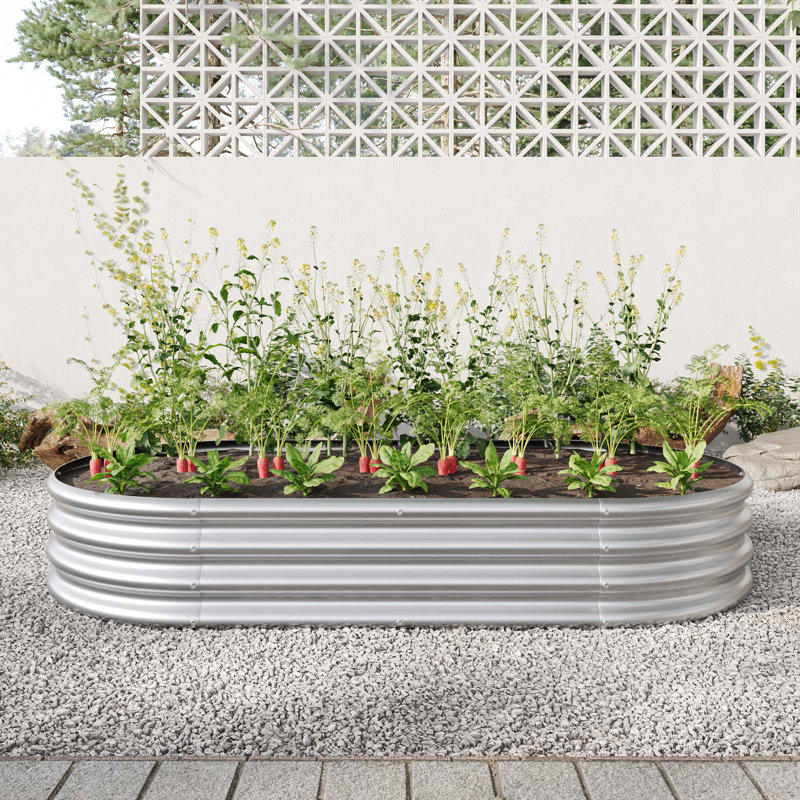 Stavya Metal Raised Garden Bed, 11.42" H x 70.86" W x 35.43" D, Silver