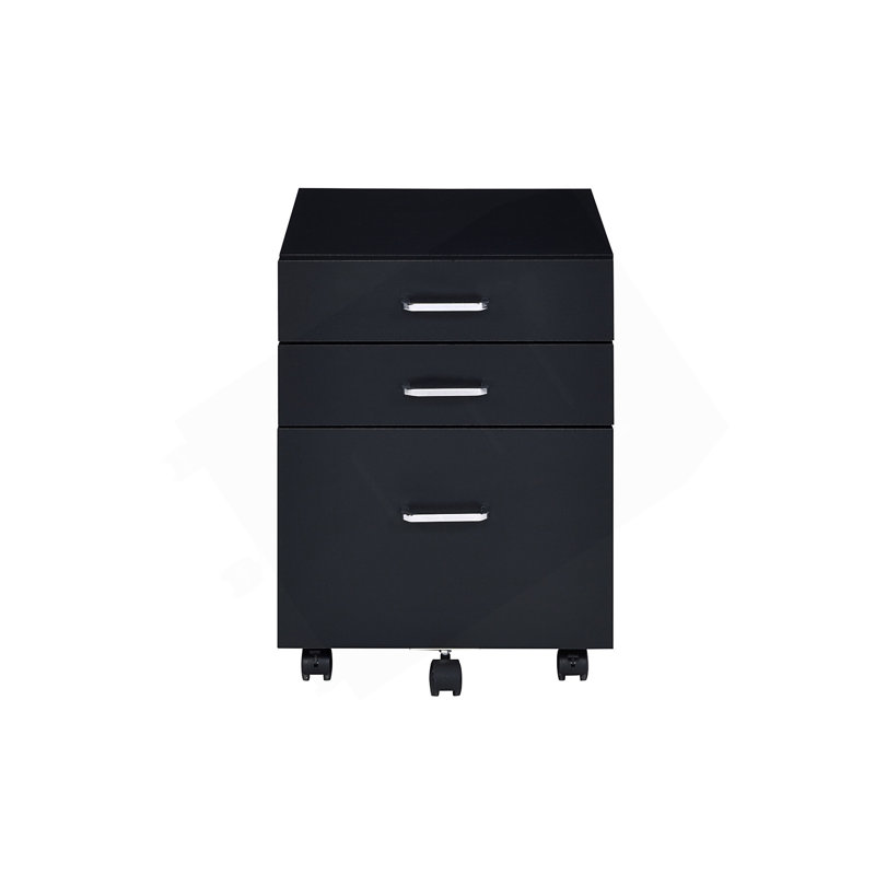Rotem 16.5'' Wide 3 -Drawer Mobile File Cabinet, Black