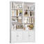 72.8" H x 47.2" W Mid-Century Modern Wood Bookcase with 4 Doors, Double Row Library Storage-651266367