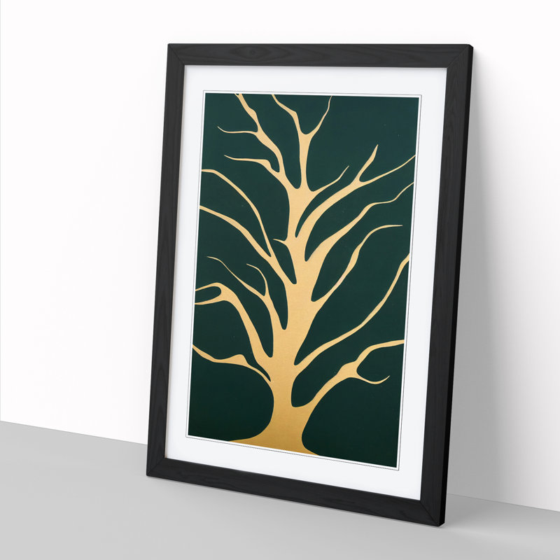 Tree Mid Century 1 Piece Single Picture Frame Wall Art, 46cm H x 34cm W x 2cm D, Walnut