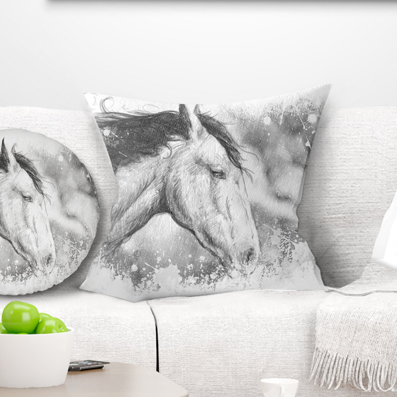 Oreiller d’art cheval de cheval animal, 16 po x 1 po, Coussin décoratif